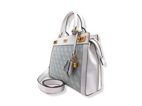 GUESS Borsa Tracolla Katey Bicolor Azzurro Denim Logo XA787026 - Sandrini Calzature e Abbigliamento
