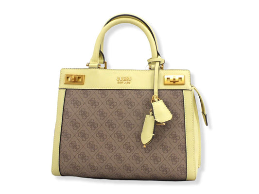 GUESS Borsa Tracolla Katey Bicolor Latte Logo Verde Lime XA787026 - Sandrini Calzature e Abbigliamento