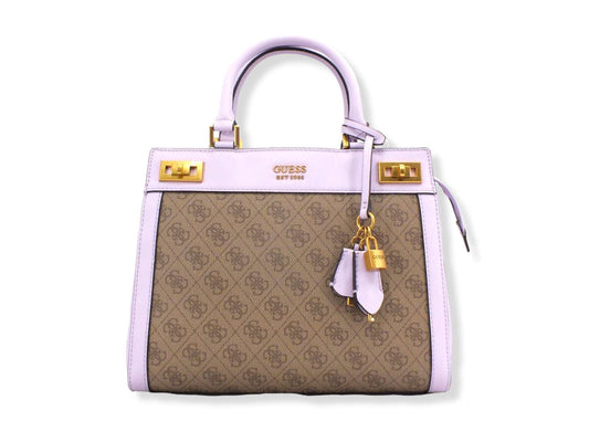 GUESS Borsa Tracolla Katey Bicolor Latte Logo Viola Lilla XA787026 - Sandrini Calzature e Abbigliamento