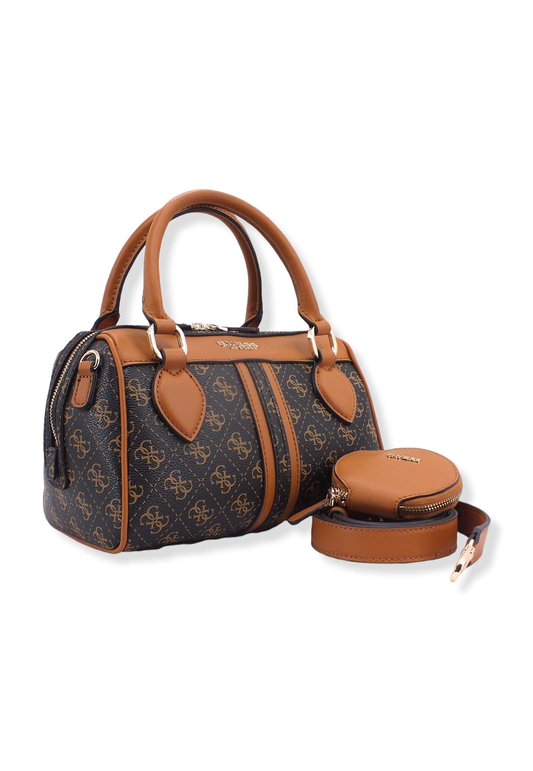 GUESS Borsa Tracolla Noelle Loghi Brown Cognac KG787905 - Sandrini Calzature e Abbigliamento