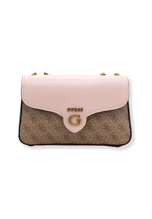GUESS Borsa Tracolla Rossana Crossbody Marrone Latte Logo Shell SB855121 - Sandrini Calzature e Abbigliamento