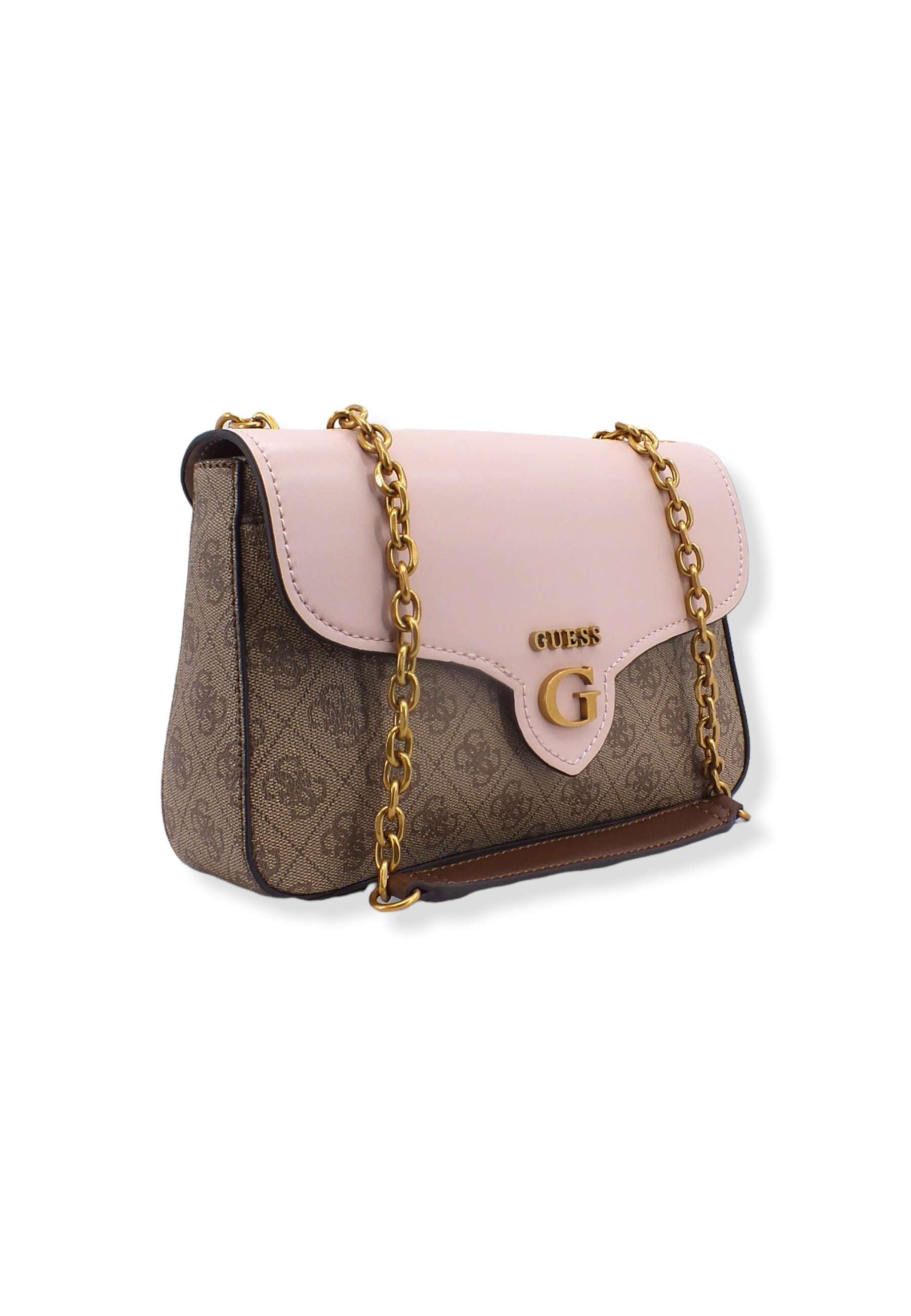 GUESS Borsa Tracolla Rossana Crossbody Marrone Latte Logo Shell SB855121 - Sandrini Calzature e Abbigliamento