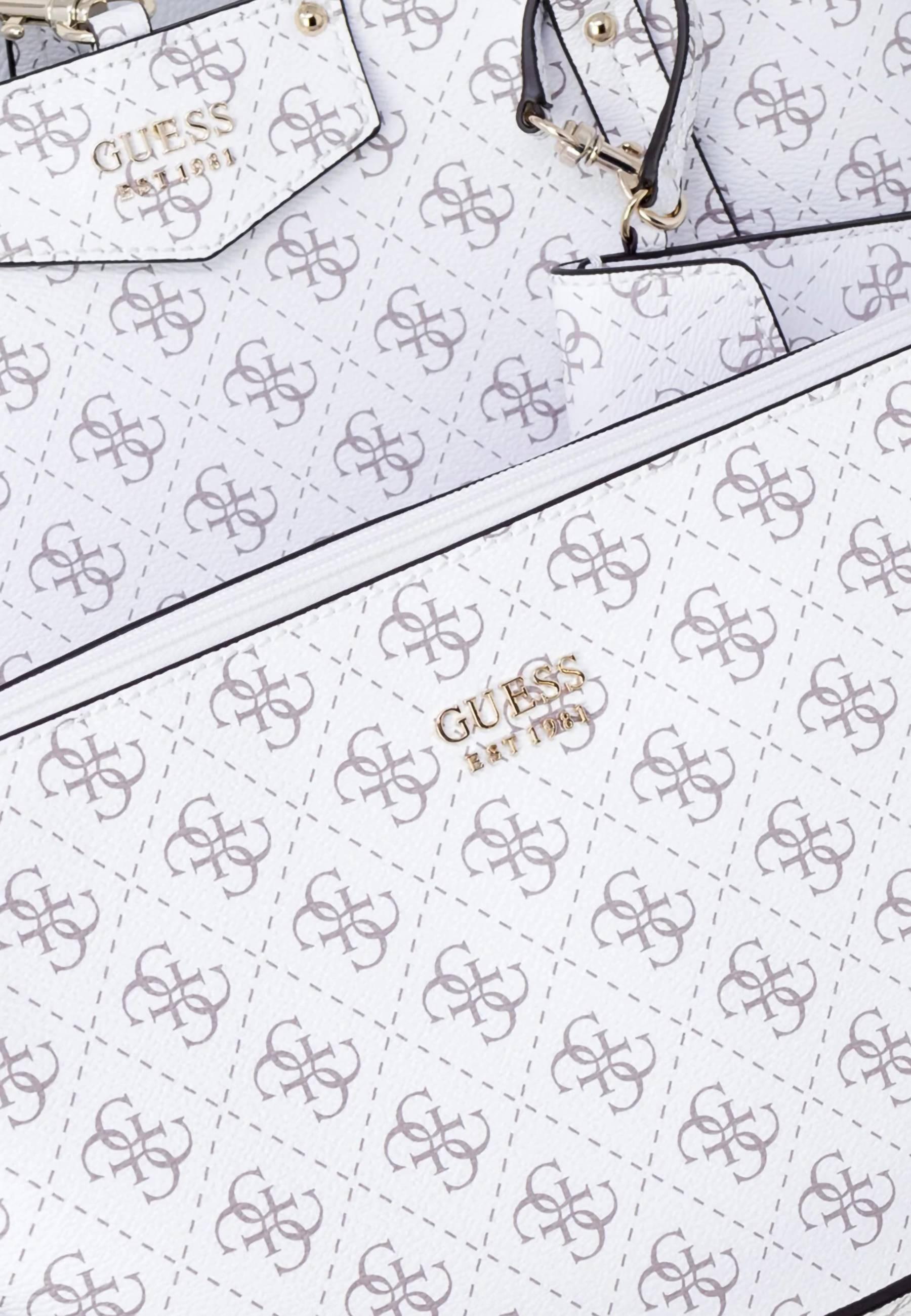 GUESS Eco Brenton Borsa Satchel White Logo ESG839009 - Sandrini Calzature e Abbigliamento