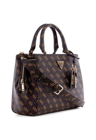 GUESS Eco Elements Borsa Girlfriend Satchel Brown Logo ESG876706 - Sandrini Calzature e Abbigliamento