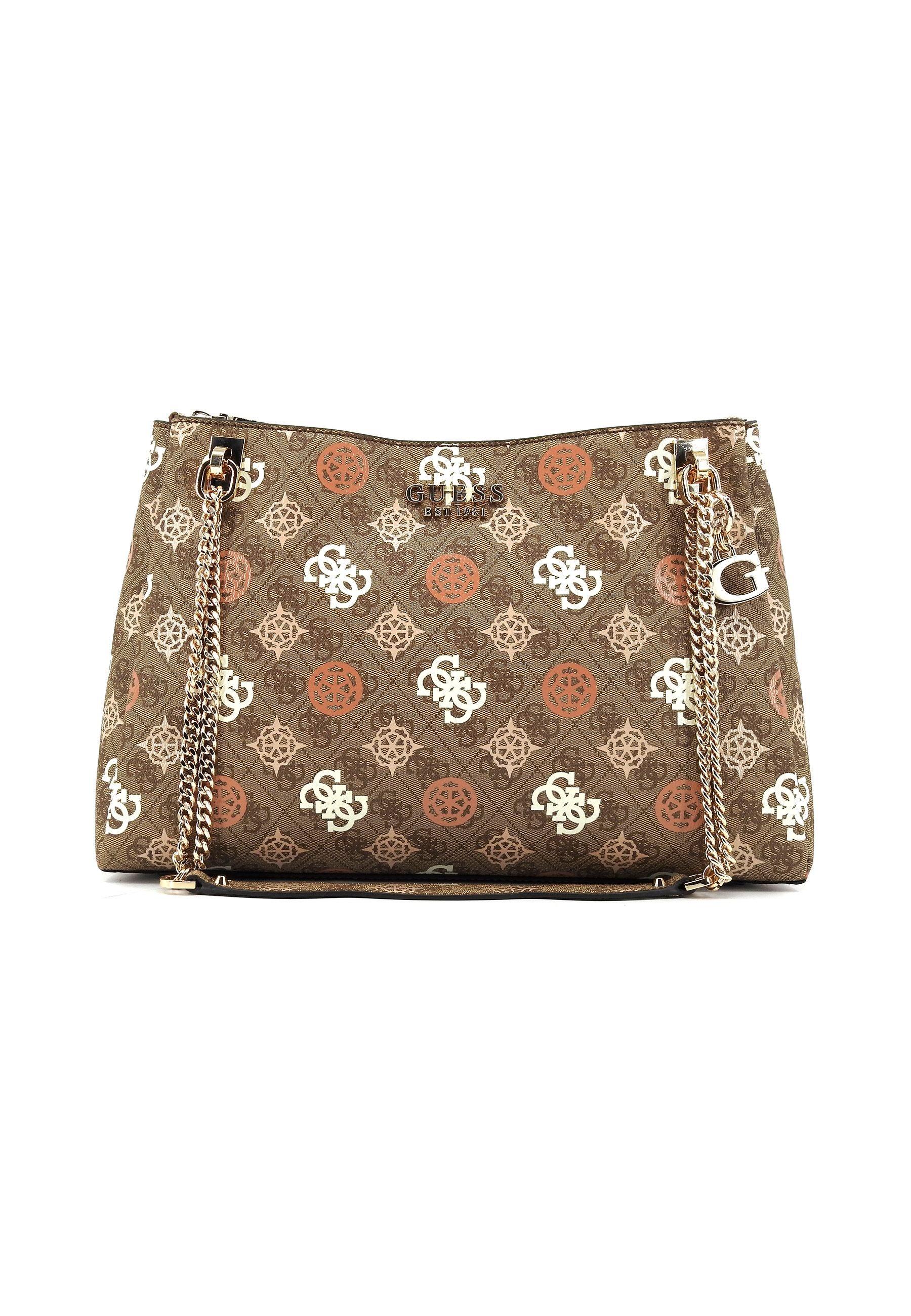 GUESS Eliette Logo Borsa Girlfriend Carryall Donna Latte Logo Multi PS931523 - Sandrini Calzature e Abbigliamento