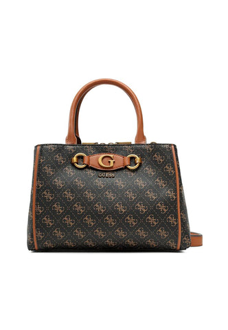 GUESS Izzy Borsa Small Girlfriend Satchel Brown Logo Cognac QB865404 - Sandrini Calzature e Abbigliamento