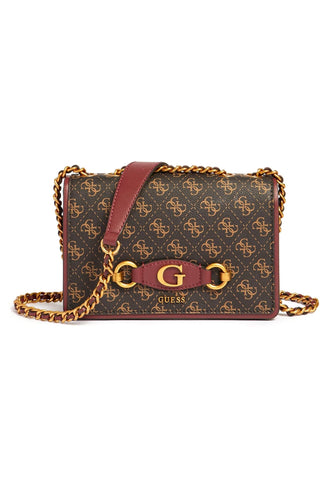 GUESS Izzy Borsa Tracolla Crossbody Brown Logo Merlot QB865421 - Sandrini Calzature e Abbigliamento