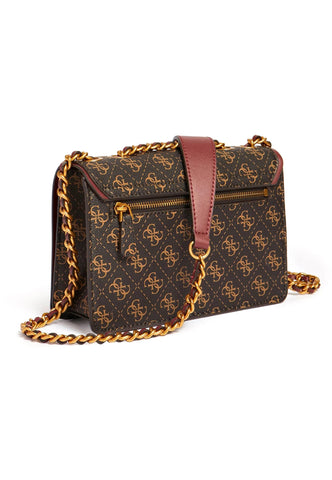 GUESS Izzy Borsa Tracolla Crossbody Brown Logo Merlot QB865421 - Sandrini Calzature e Abbigliamento