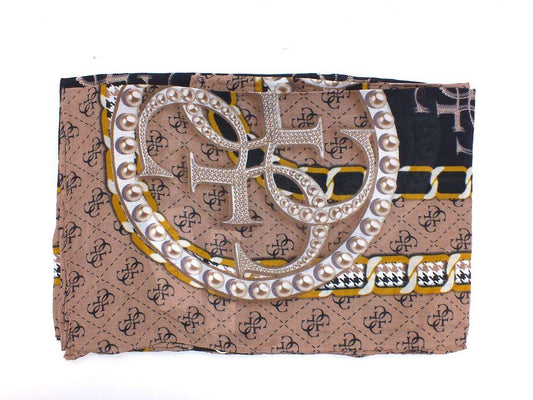 GUESS Kefiah Pashmina Printed Sciarpa Loghi Latte AW8677MOD03 - Sandrini Calzature e Abbigliamento