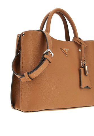 GUESS Meridian Borsa Girlfriend Satchel Donna Cognac Marrone BG877806 - Sandrini Calzature e Abbigliamento