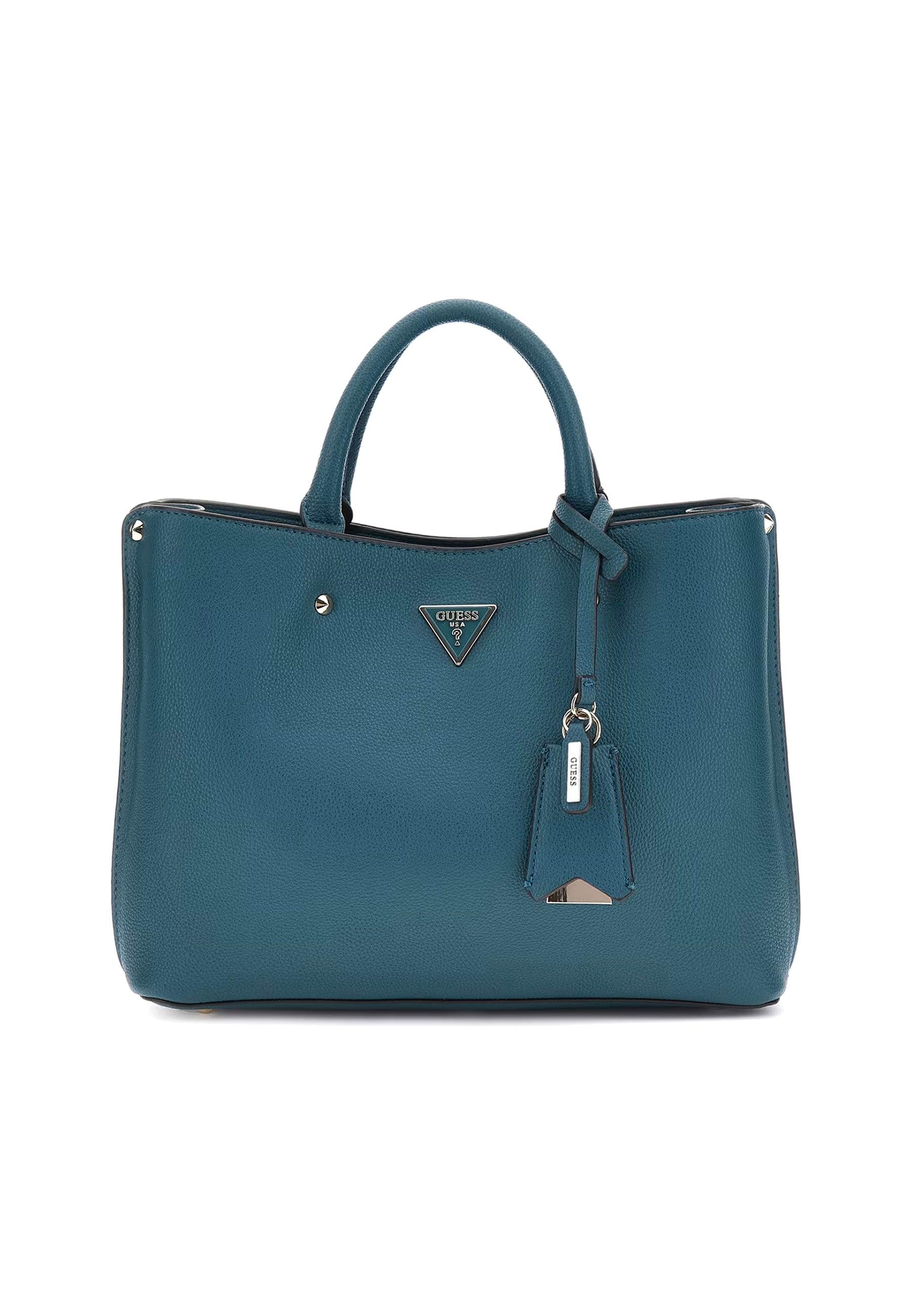 GUESS Meridian Borsa Girlfriend Satchel Teal Blu BG877806 - Sandrini Calzature e Abbigliamento