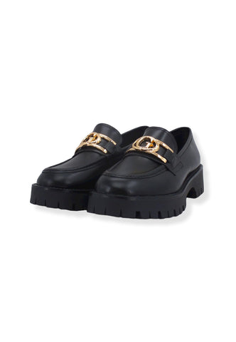 GUESS Mocassino Abrasivato Logo Gold Donna Black FL7ILRLEA14 - Sandrini Calzature e Abbigliamento