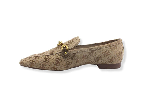GUESS Mocassino Donna Loghi Beige Brown FL7MATFAL14 - Sandrini Calzature e Abbigliamento