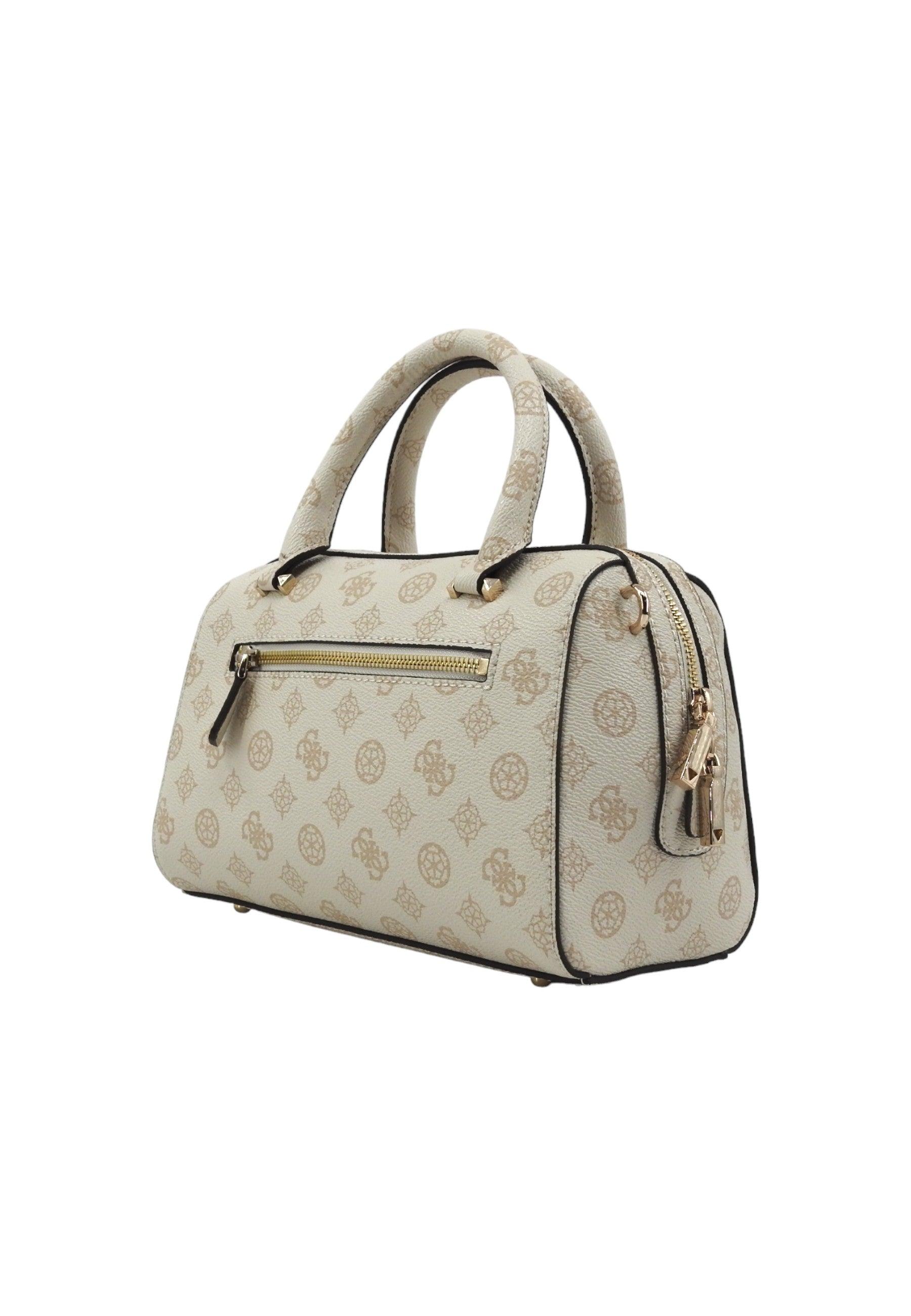 GUESS Nelka Box Borsa Satchel Donna Cream Logo PG930705 - Sandrini Calzature e Abbigliamento