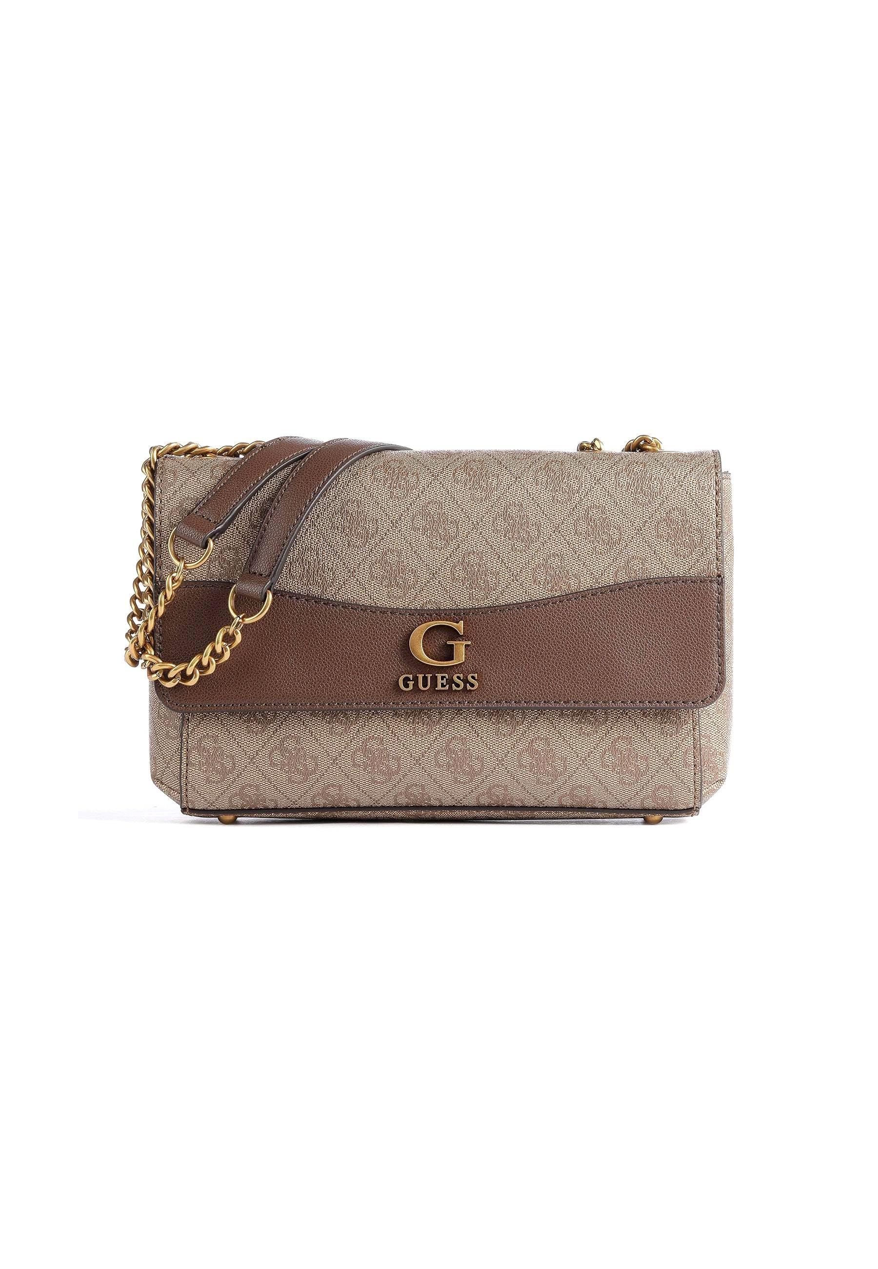 GUESS Nell Borsa Tracolla Crossbody Latte Logo Brown SB873521 - Sandrini Calzature e Abbigliamento