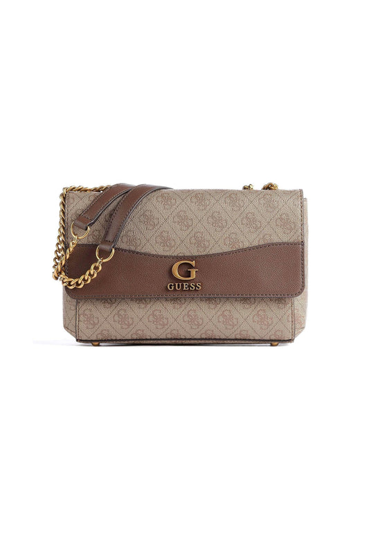 GUESS Nell Borsa Tracolla Crossbody Latte Logo Brown SB873521 - Sandrini Calzature e Abbigliamento