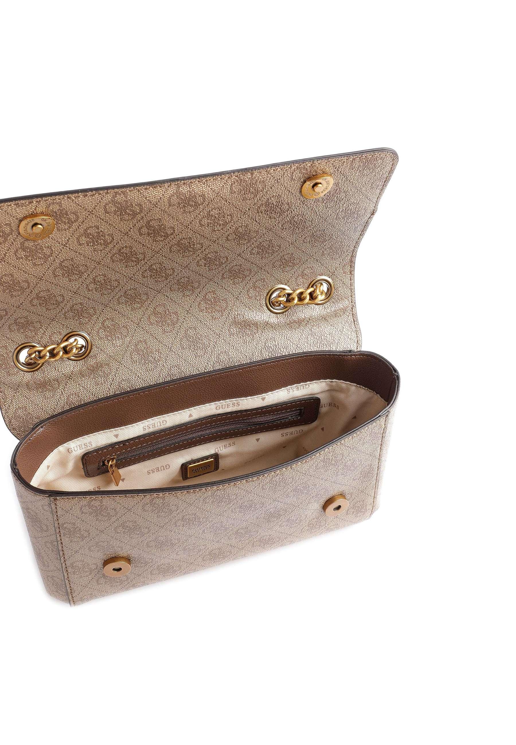GUESS Nell Borsa Tracolla Crossbody Latte Logo Brown SB873521 - Sandrini Calzature e Abbigliamento