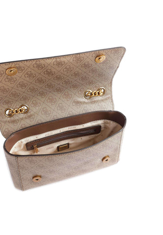GUESS Nell Borsa Tracolla Crossbody Latte Logo Brown SB873521 - Sandrini Calzature e Abbigliamento