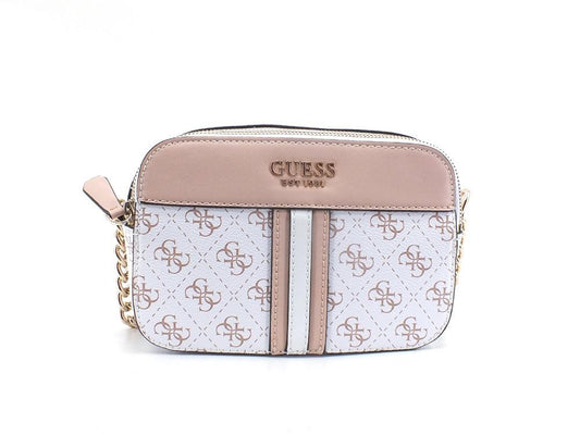 GUESS Noelle Crossbody Camera Zip Borsa Tracolla Loghi White Multi KG787914 - Sandrini Calzature e Abbigliamento