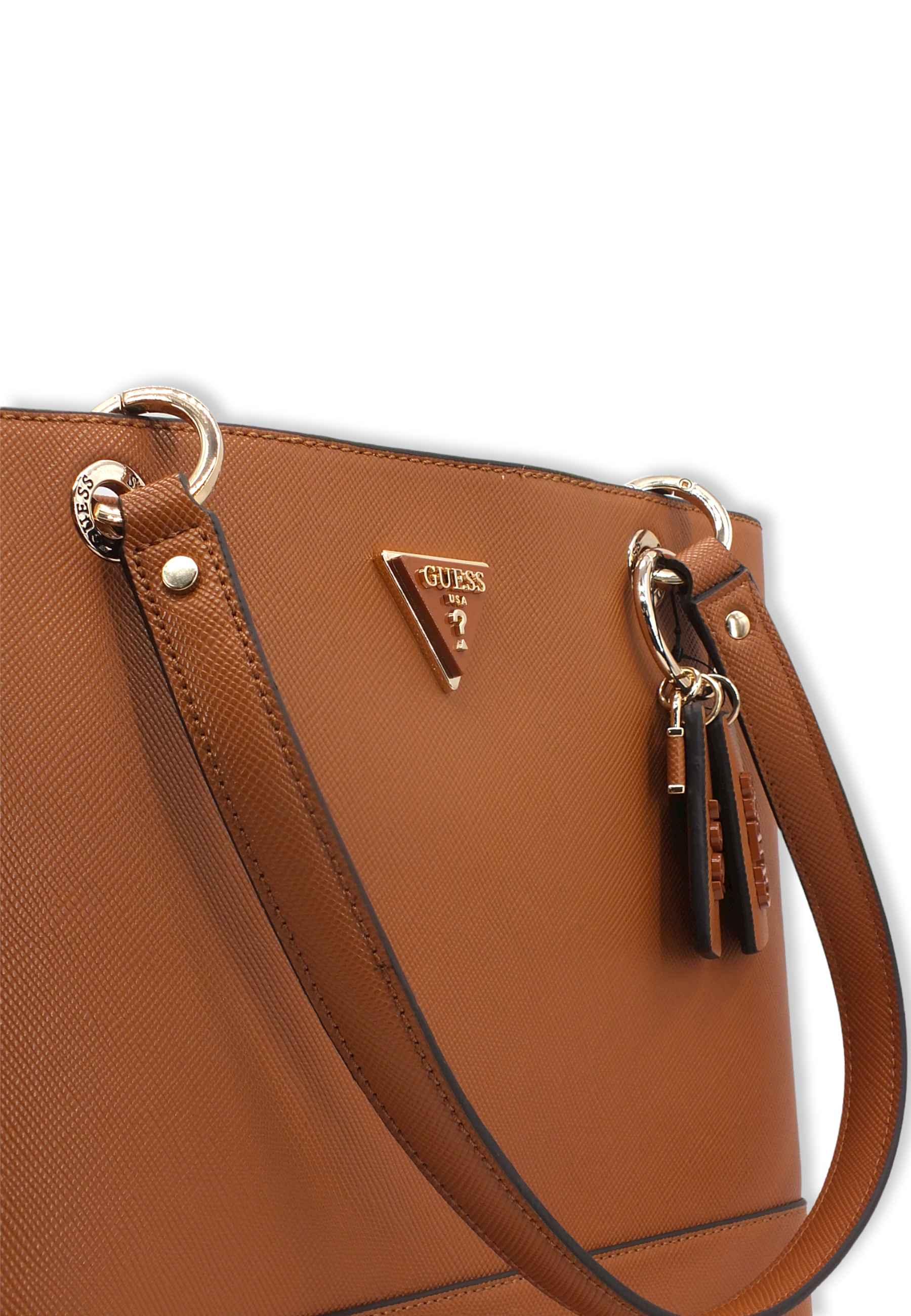 GUESS Noelle Tote Elite Borsa Donna Marrone Light Cognac ZG787923 - Sandrini Calzature e Abbigliamento