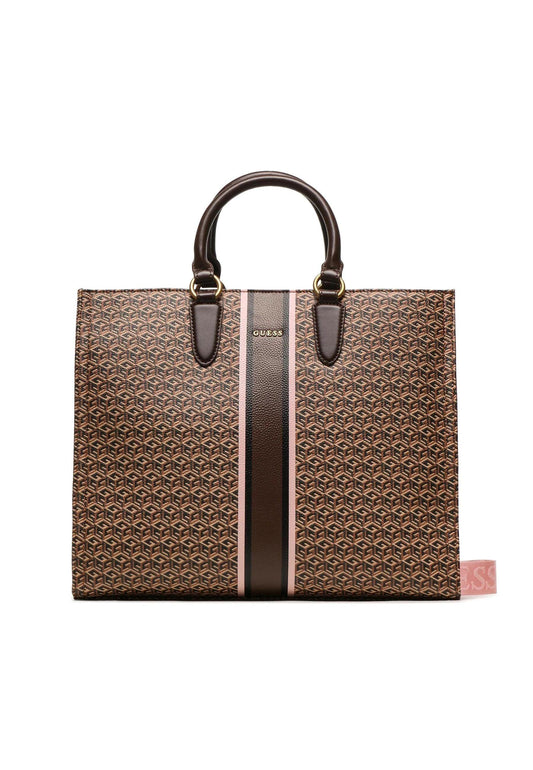 GUESS Rainee Borsa Tote Brown Logo Rose SA900323 - Sandrini Calzature e Abbigliamento