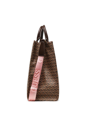 GUESS Rainee Borsa Tote Brown Logo Rose SA900323 - Sandrini Calzature e Abbigliamento