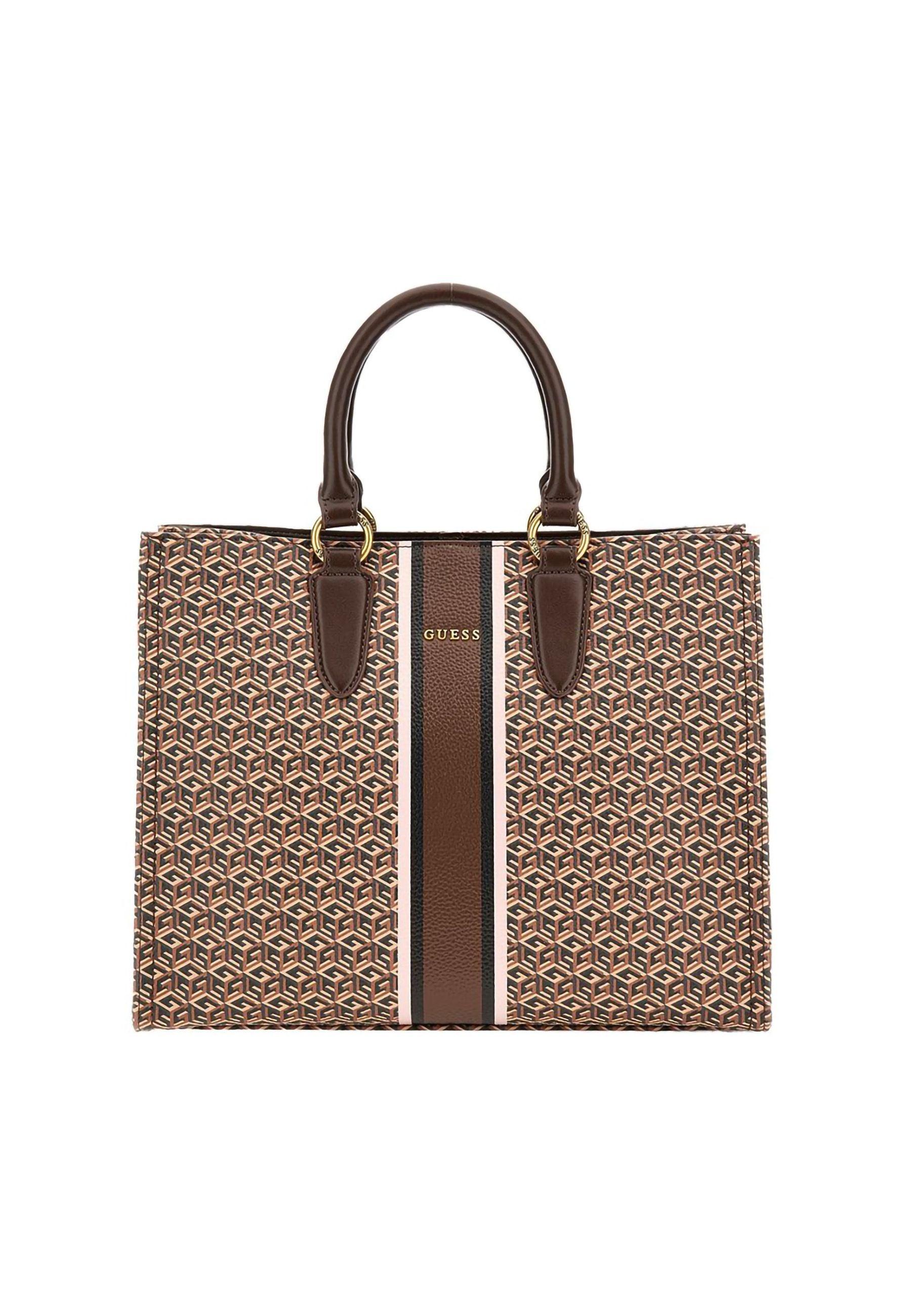 GUESS Rainee Small Tote Borsa Brown Logo Rose SA900322 - Sandrini Calzature e Abbigliamento