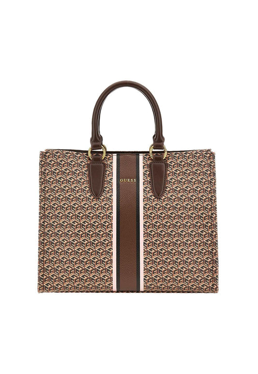 GUESS Rainee Small Tote Borsa Brown Logo Rose SA900322 - Sandrini Calzature e Abbigliamento