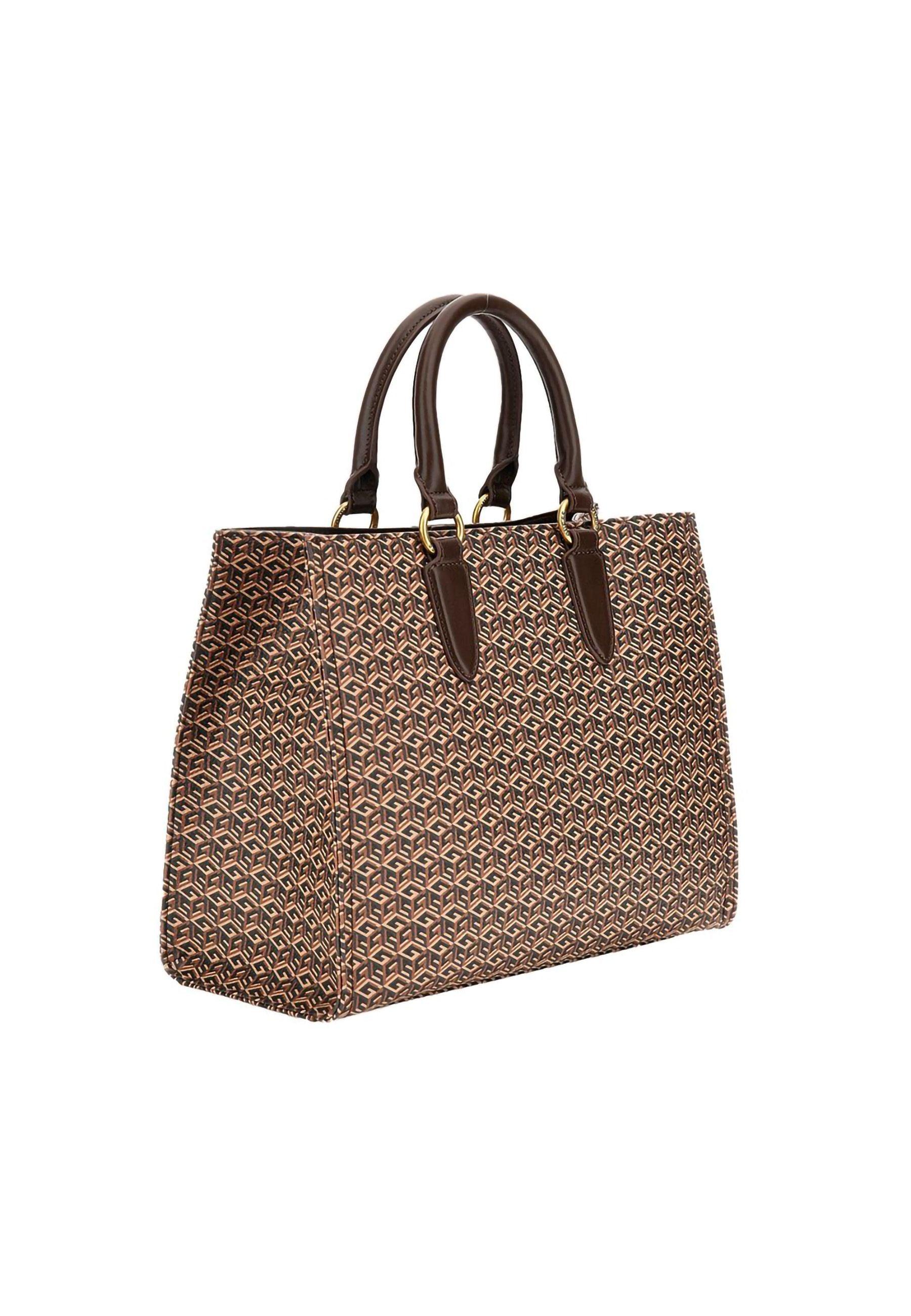 GUESS Rainee Small Tote Borsa Brown Logo Rose SA900322 - Sandrini Calzature e Abbigliamento