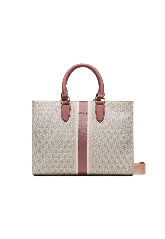 GUESS Rainee Small Tote Borsa Ivory Logo Rose SA900322 - Sandrini Calzature e Abbigliamento