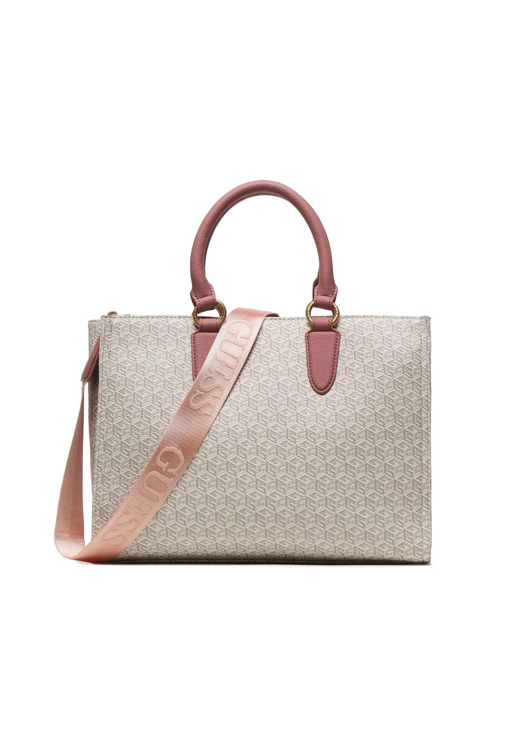 GUESS Rainee Small Tote Borsa Ivory Logo Rose SA900322 - Sandrini Calzature e Abbigliamento