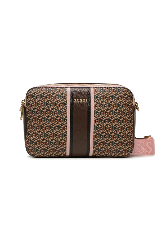 GUESS Rainee Tracolla Camera Bag Brown Logo Rose SA900314 - Sandrini Calzature e Abbigliamento