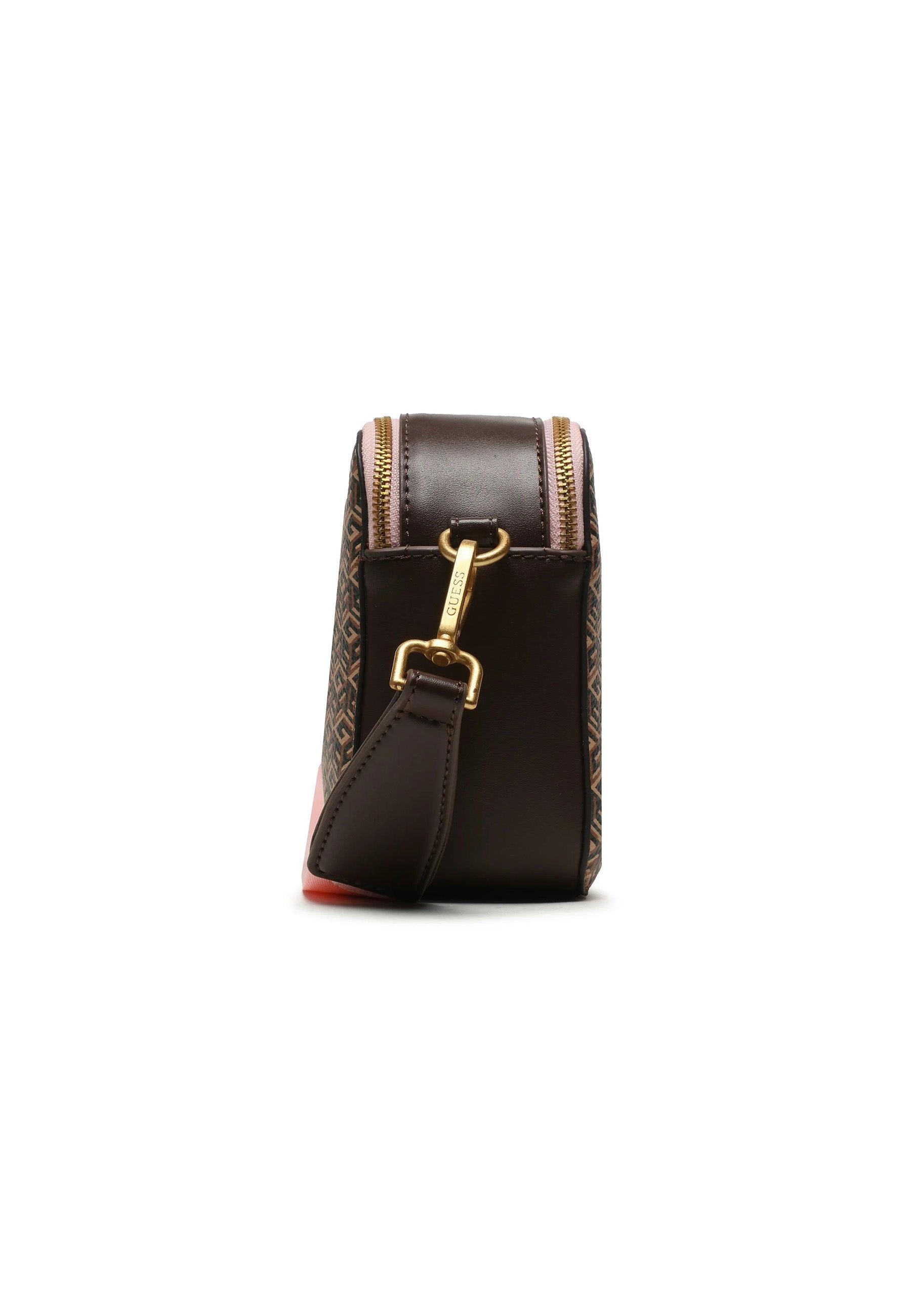 GUESS Rainee Tracolla Camera Bag Brown Logo Rose SA900314 - Sandrini Calzature e Abbigliamento