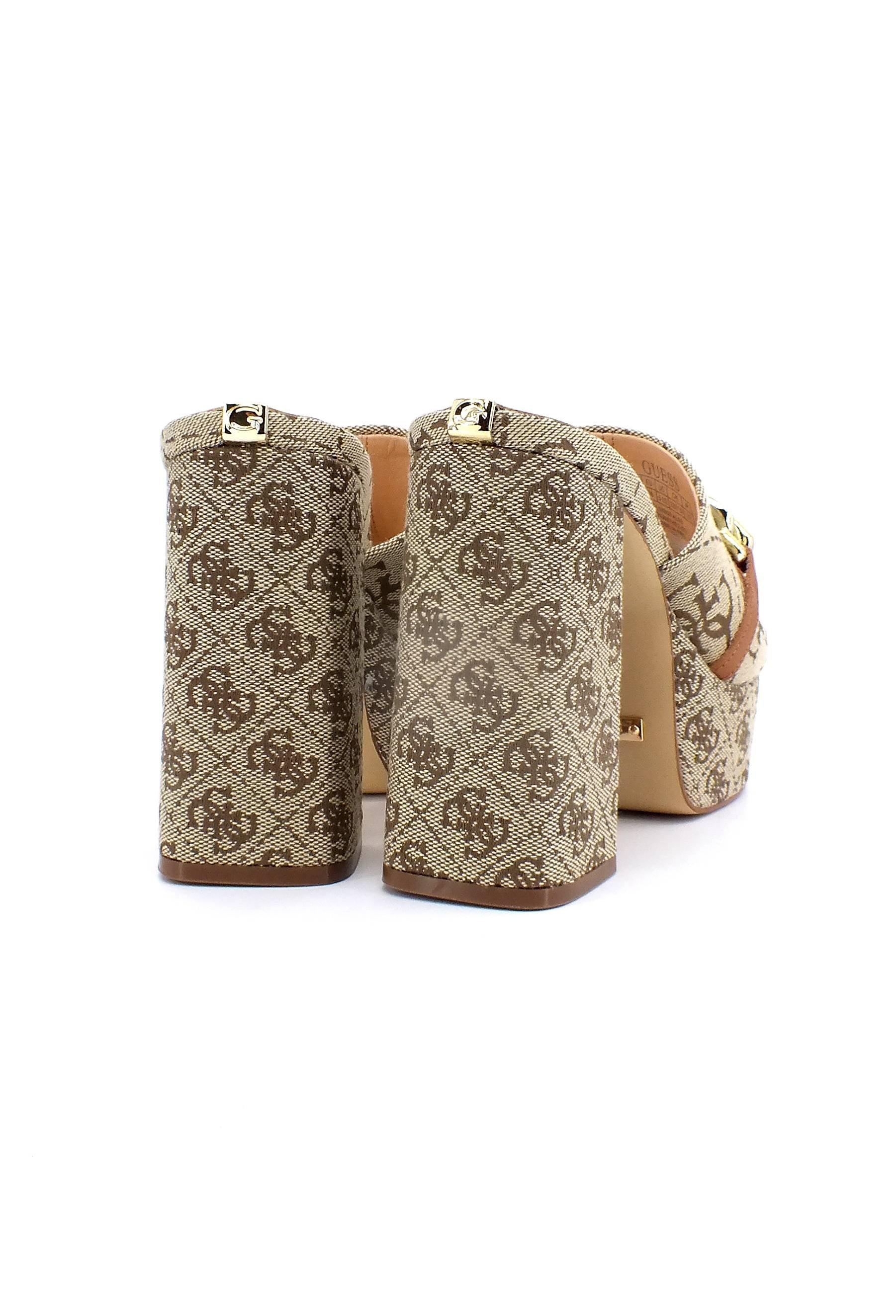 GUESS Sabot Tacco Largo Donna Beige Brown FL5XN2FAL03 - Sandrini Calzature e Abbigliamento