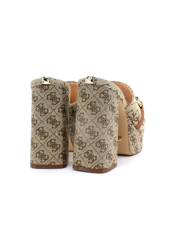 GUESS Sabot Tacco Largo Donna Beige Brown FL5XN2FAL03 - Sandrini Calzature e Abbigliamento