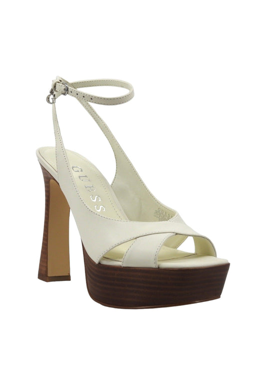GUESS Sandalo Donna Tacco Alto Ivory Bianco FLJINALEA03 - Sandrini Calzature e Abbigliamento