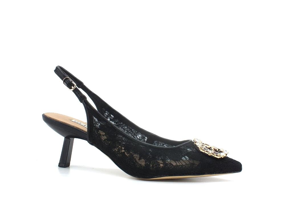 GUESS Sandalo Sling Pizzo Logo Black FL5RAHLAC05 - Sandrini Calzature e Abbigliamento