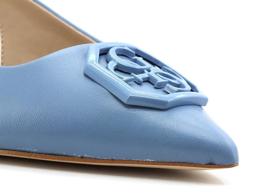 GUESS Sandalo Tacco Basso Punta Logo Blue FL5JESLEA05 - Sandrini Calzature e Abbigliamento
