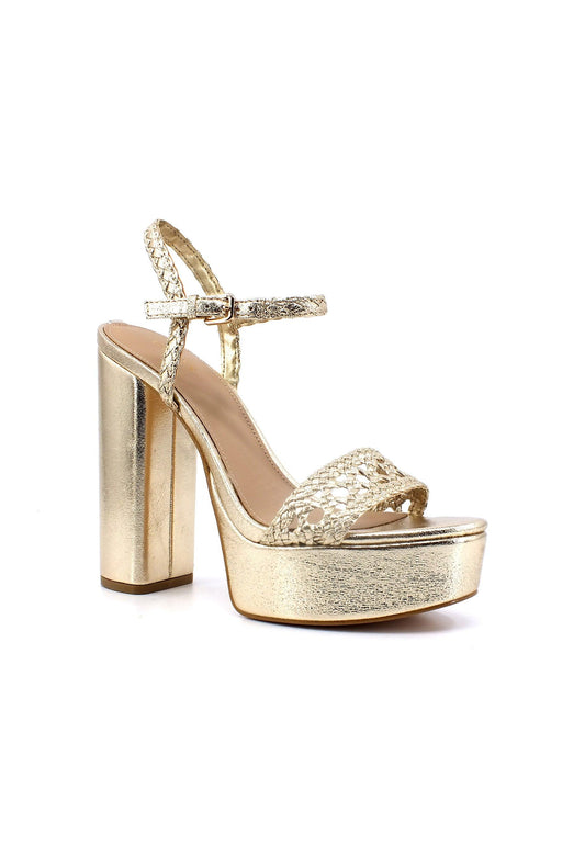 GUESS Sandalo Tacco Donna Gold FL6GLLELE03 - Sandrini Calzature e Abbigliamento
