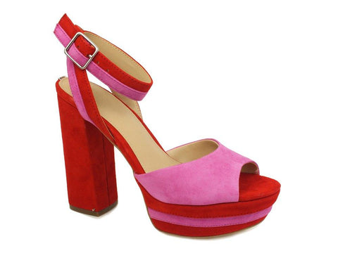 GUESS Sandalo Tacco Red Pink FLFAN1SUE03 - Sandrini Calzature e Abbigliamento