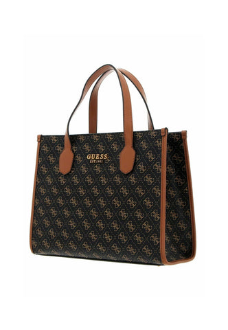 GUESS Silvana Borsa Tote Brown Logo Cognac QN866522 - Sandrini Calzature e Abbigliamento