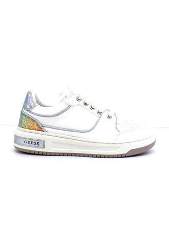 GUESS Sneaker Basket Ox Donna Glitter White FL5TKYSMA12 - Sandrini Calzature e Abbigliamento
