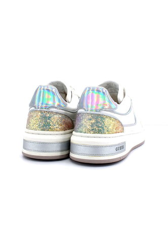 GUESS Sneaker Basket Ox Donna Glitter White FL5TKYSMA12 - Sandrini Calzature e Abbigliamento