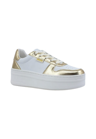 GUESS Sneaker Basket Ox Donna White Gold FL8LFELEA12 - Sandrini Calzature e Abbigliamento