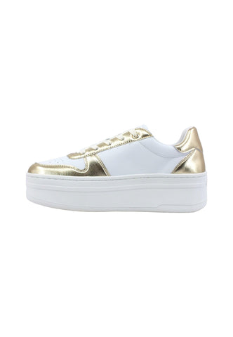 GUESS Sneaker Basket Ox Donna White Gold FL8LFELEA12 - Sandrini Calzature e Abbigliamento