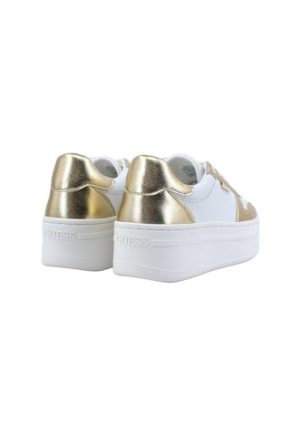 GUESS Sneaker Basket Ox Donna White Gold FL8LFELEA12 - Sandrini Calzature e Abbigliamento