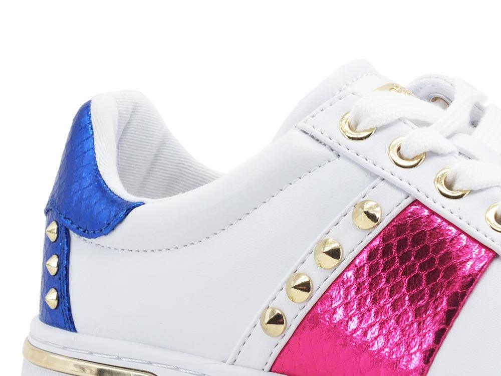 GUESS Sneaker Borchie Inserti Cocco White Fuxia Blu FL5LATELE12 - Sandrini Calzature e Abbigliamento