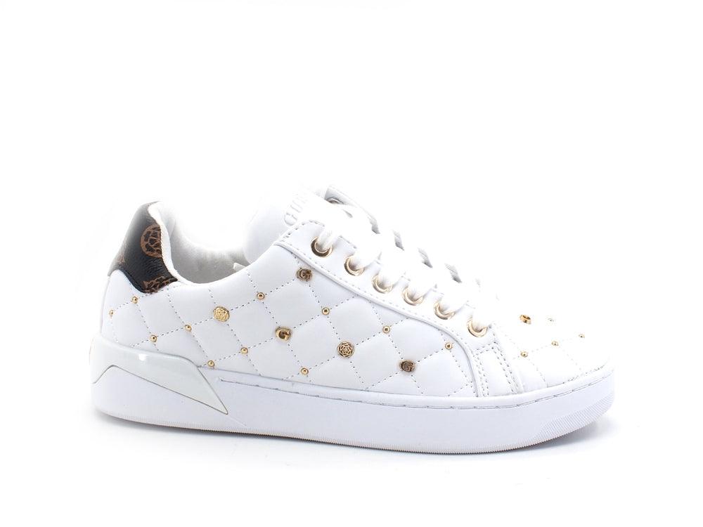 GUESS Sneaker Borchie Trapuntata Loghi White FL8BEEFAL12 - Sandrini Calzature e Abbigliamento