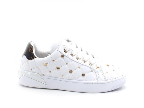 GUESS Sneaker Borchie Trapuntata Loghi White FL8BEEFAL12 - Sandrini Calzature e Abbigliamento
