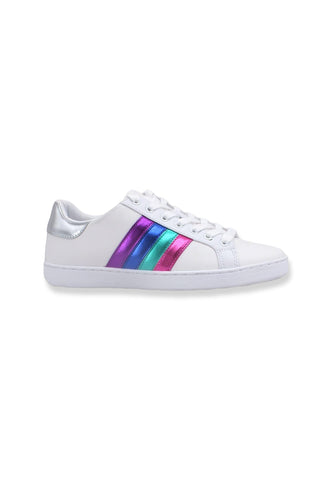 GUESS Sneaker Donna Bande Lamè White Silver FL6JBBLEA12 - Sandrini Calzature e Abbigliamento